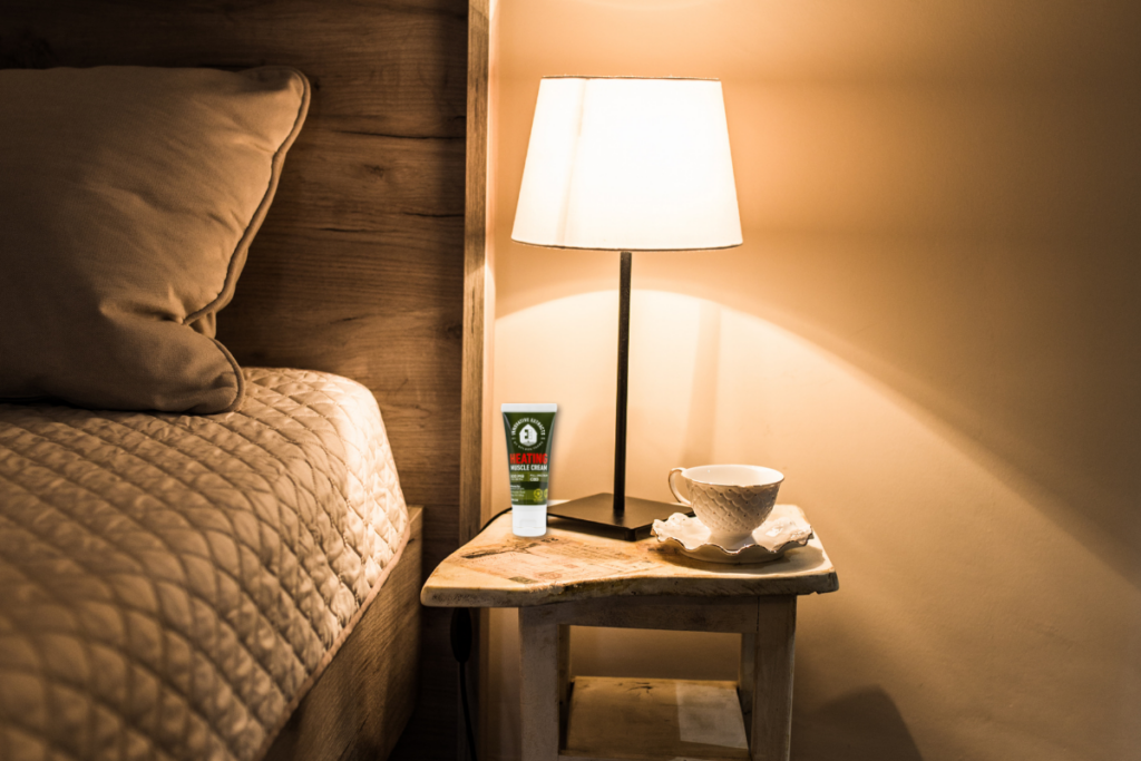 Innovative Extracts heating CBD muscle cream on a counter in morning light.